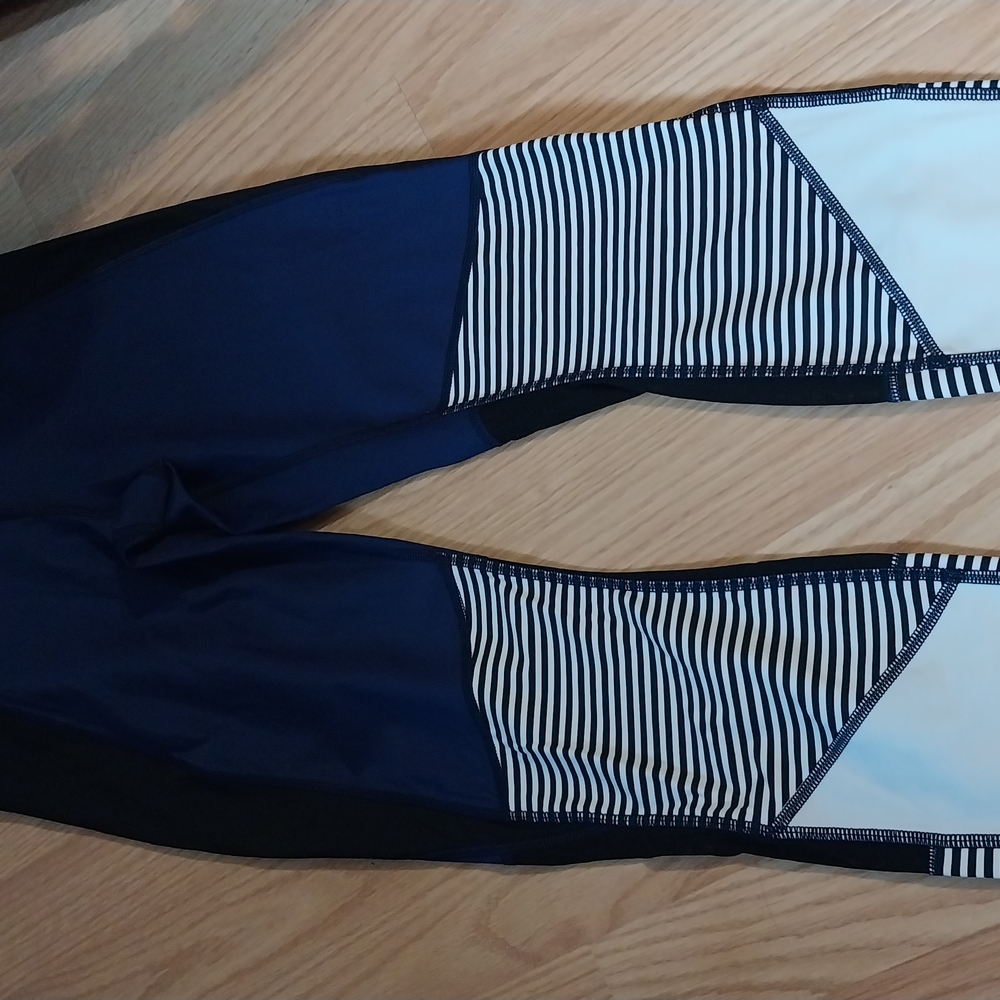 Lole Navy and White Striped Leggings
